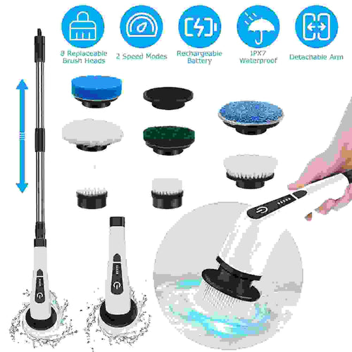 Cordless Electric Spin Scrubber with Telescopic Handle