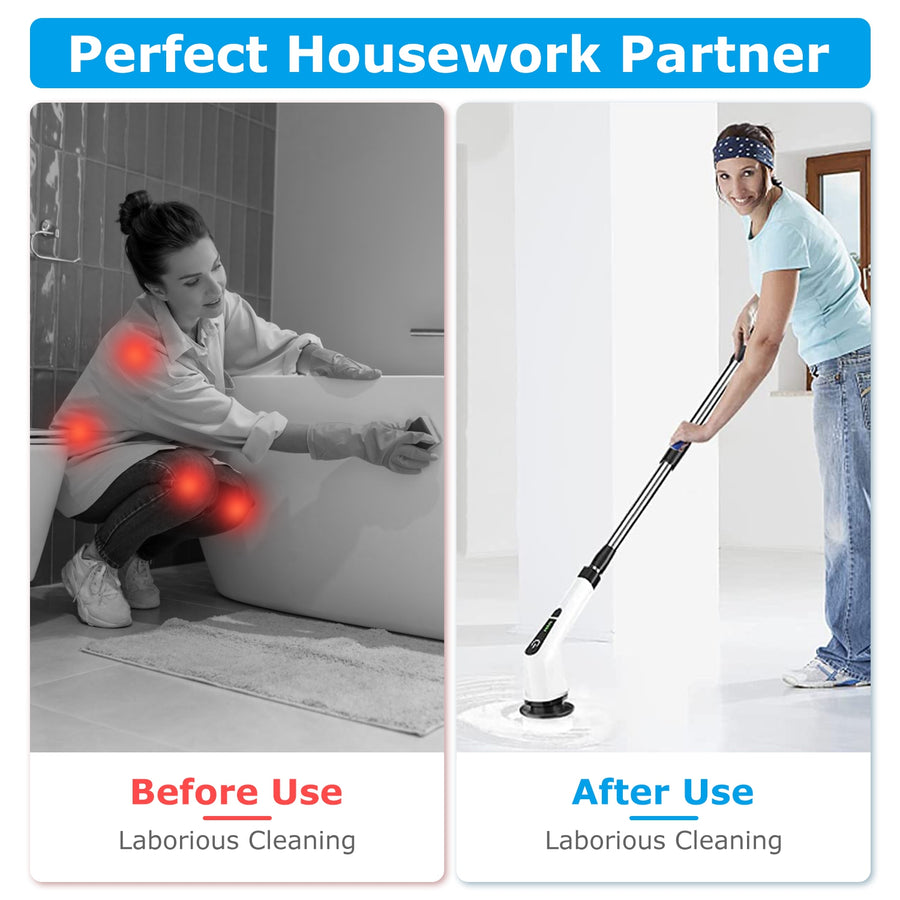 Cordless Electric Spin Scrubber with Telescopic Handle