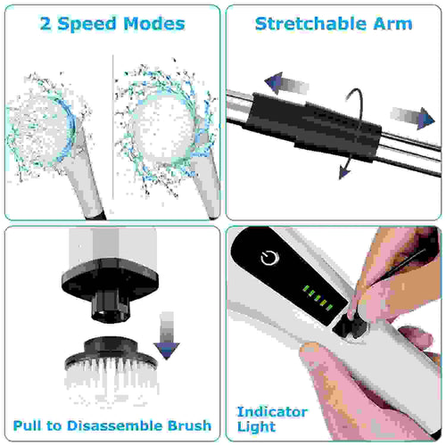 Cordless Electric Spin Scrubber with Telescopic Handle